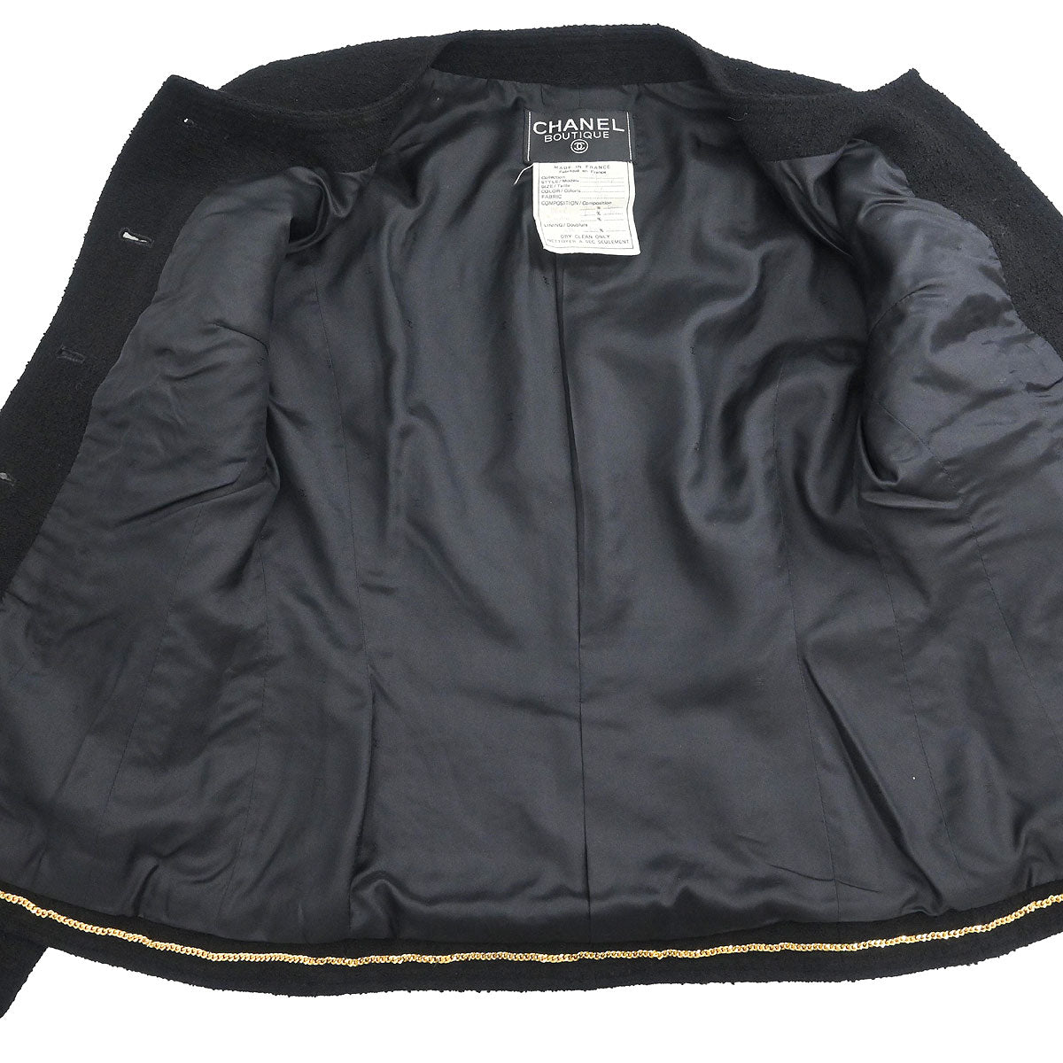 Chanel 1992 Single Breasted Collarless Jacket Black #36