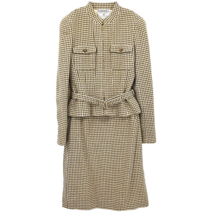 Chanel 1996 Setup Suit Jacket Skirt Brown #38