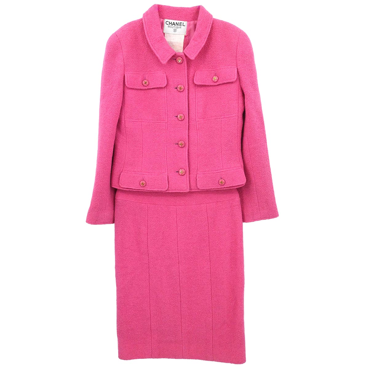 Chanel 1995 Setup Suit Jacket Skirt Pink #38