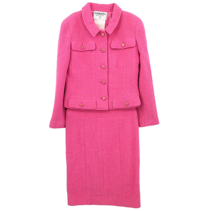 Chanel 1995 Setup Suit Jacket Skirt Pink #38