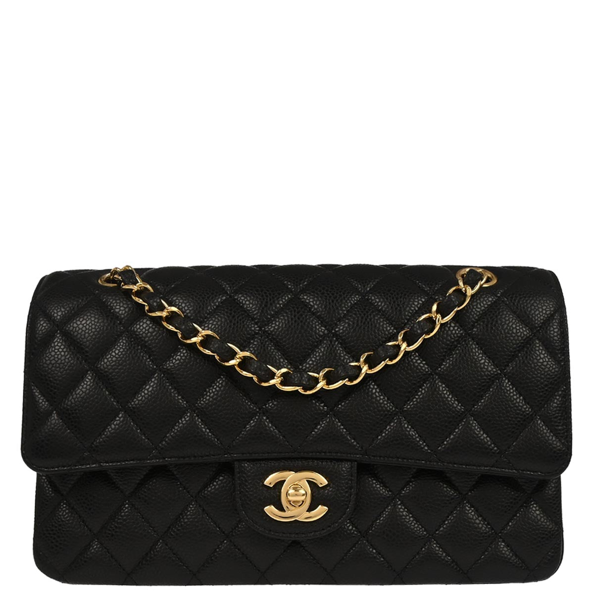 Chanel Black Caviar Skin Medium Classic Double Flap Shoulder Bag