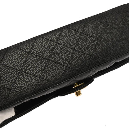 Chanel Black Caviar Skin Medium Classic Double Flap Shoulder Bag