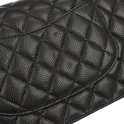 Chanel Black Caviar Skin Medium Classic Double Flap Shoulder Bag