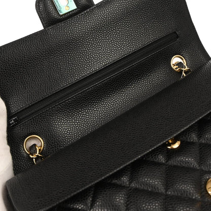 Chanel Black Caviar Skin Medium Classic Double Flap Shoulder Bag