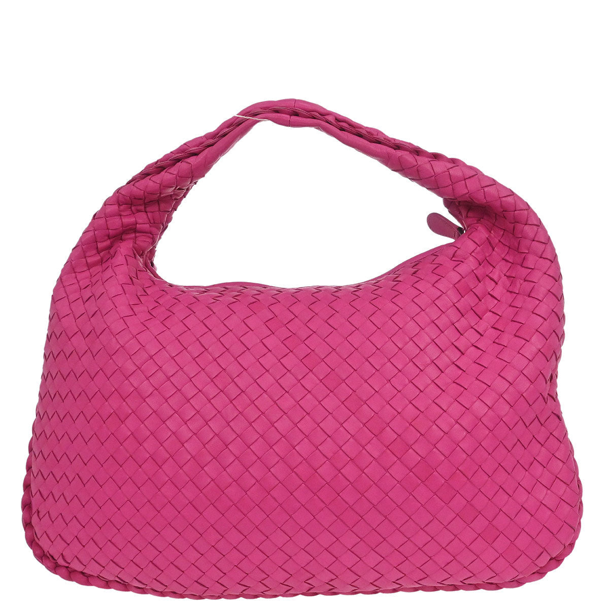 Bottega Veneta Pink Lambskin Intrecciato Hobo Handbag