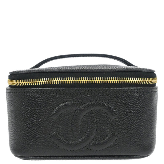 Chanel Black Caviar Skin Vanity Handbag
