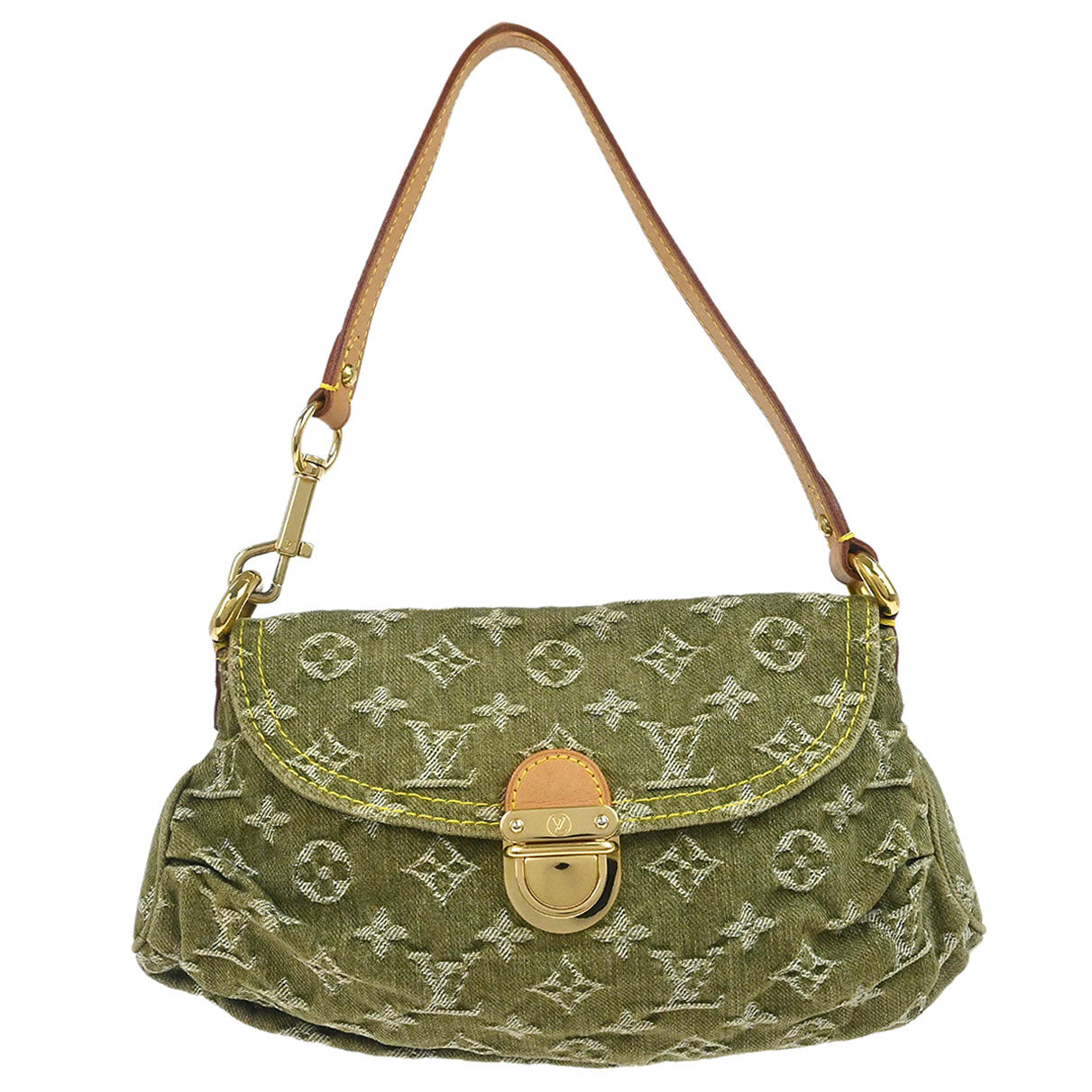 Louis Vuitton 2006 Khaki Monogram Denim Mini Pleaty Handbag M95217