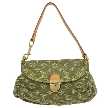 Louis Vuitton 2006 Khaki Monogram Denim Mini Pleaty Handbag M95217