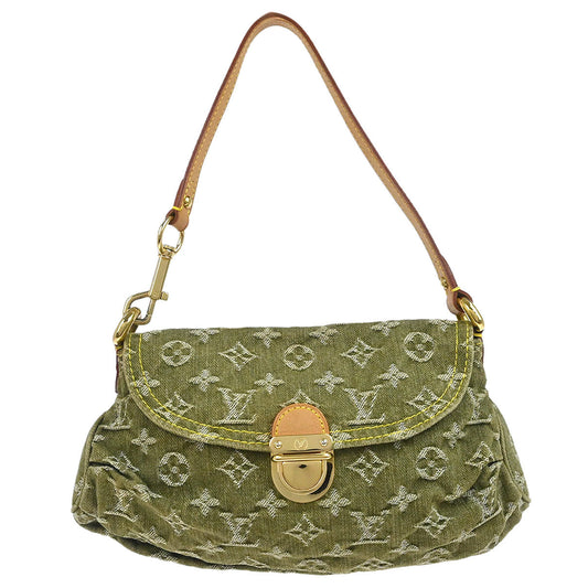Louis Vuitton 2006 Khaki Monogram Denim Mini Pleaty Handbag M95217