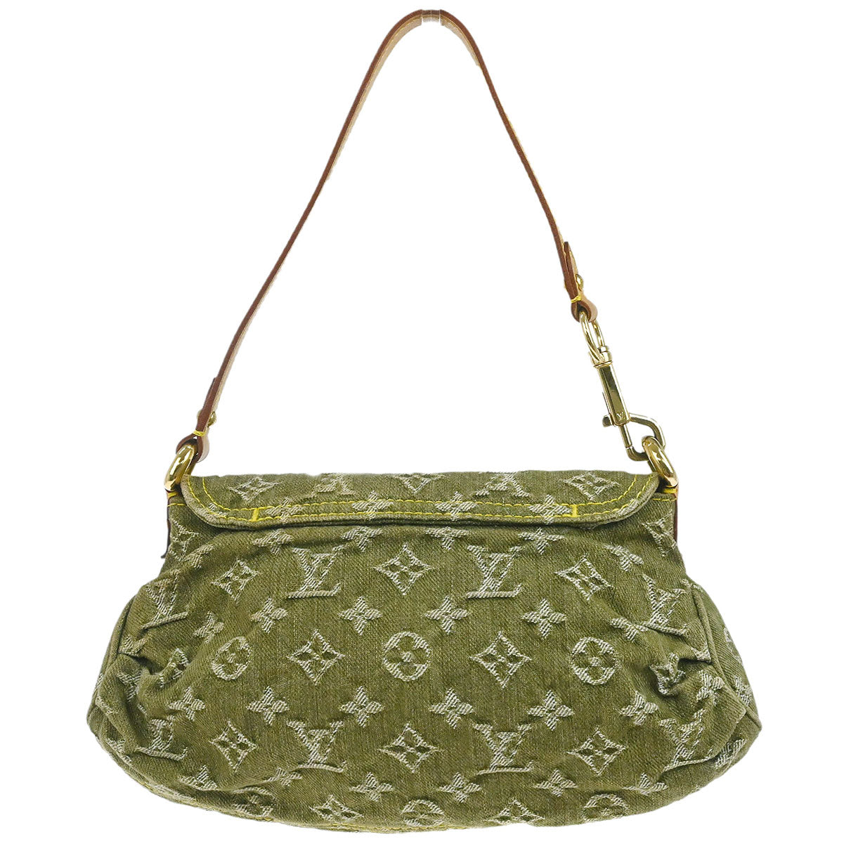 Louis Vuitton 2006 Khaki Monogram Denim Mini Pleaty Handbag M95217