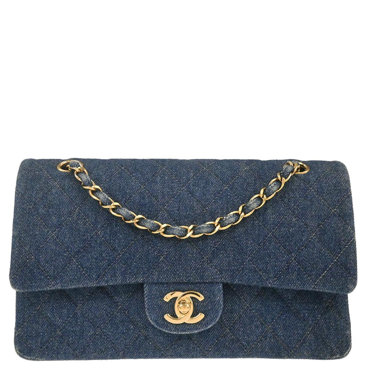 Chanel Blue Denim Medium Classic Double Flap Shoulder Bag