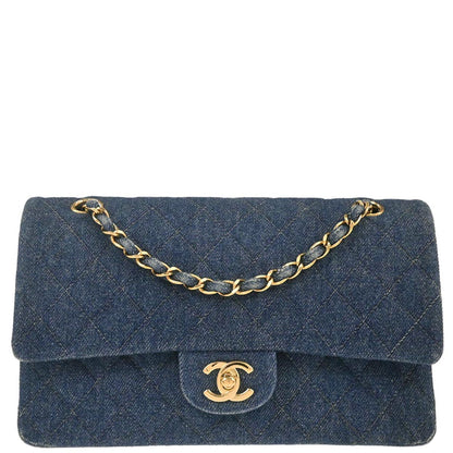 Chanel Blue Denim Medium Classic Double Flap Shoulder Bag