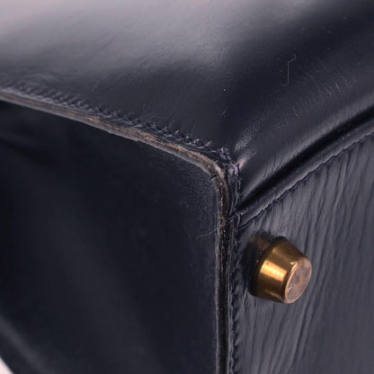 Hermes Navy Box Calf Kelly 32 Sellier 2way Shoulder Handbag