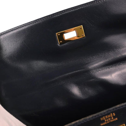 Hermes Navy Box Calf Kelly 32 Sellier 2way Shoulder Handbag