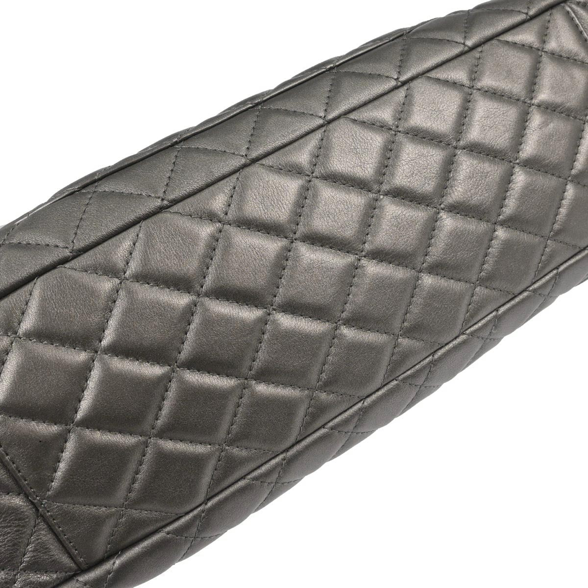 Chanel Silver Lambskin Flap Shoulder Bag