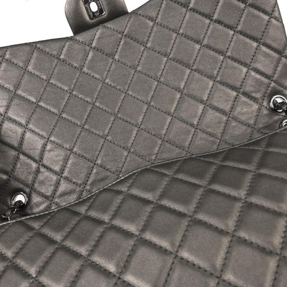 Chanel Silver Lambskin Flap Shoulder Bag