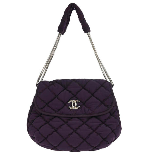 Chanel Purple Nylon Bubble Quilt Handbag
