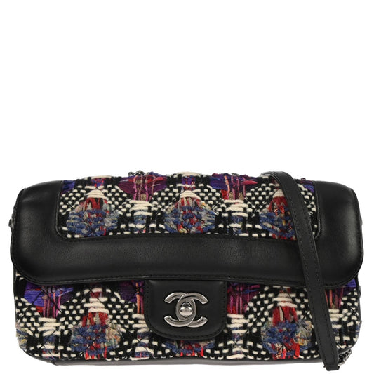 Chanel Black Tweed Lambskin Coco Corset Flap Bag Shoulder Bag
