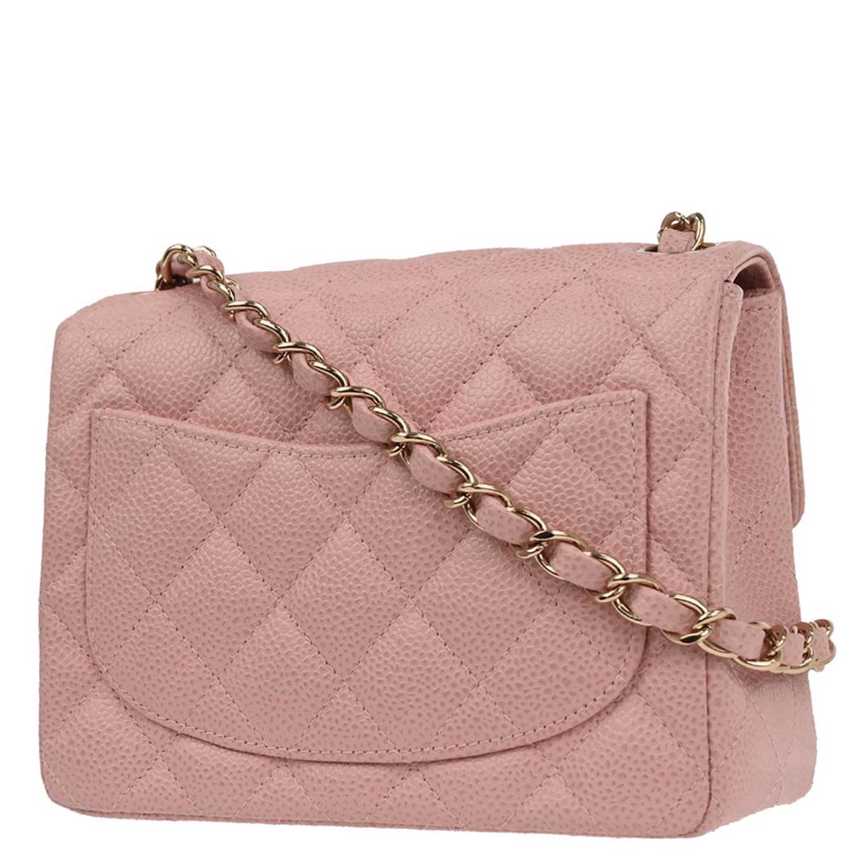 Chanel Pink Caviar Skin Mini Classic Square Flap Bag 17