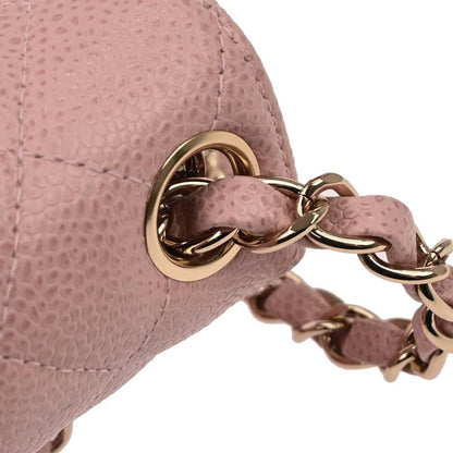 Chanel Pink Caviar Skin Mini Classic Square Flap Bag 17