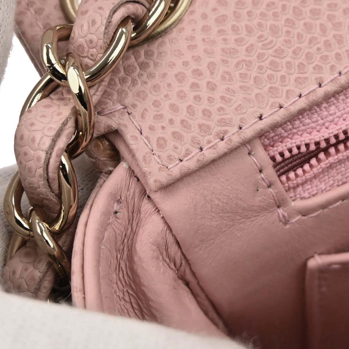 Chanel Pink Caviar Skin Mini Classic Square Flap Bag 17