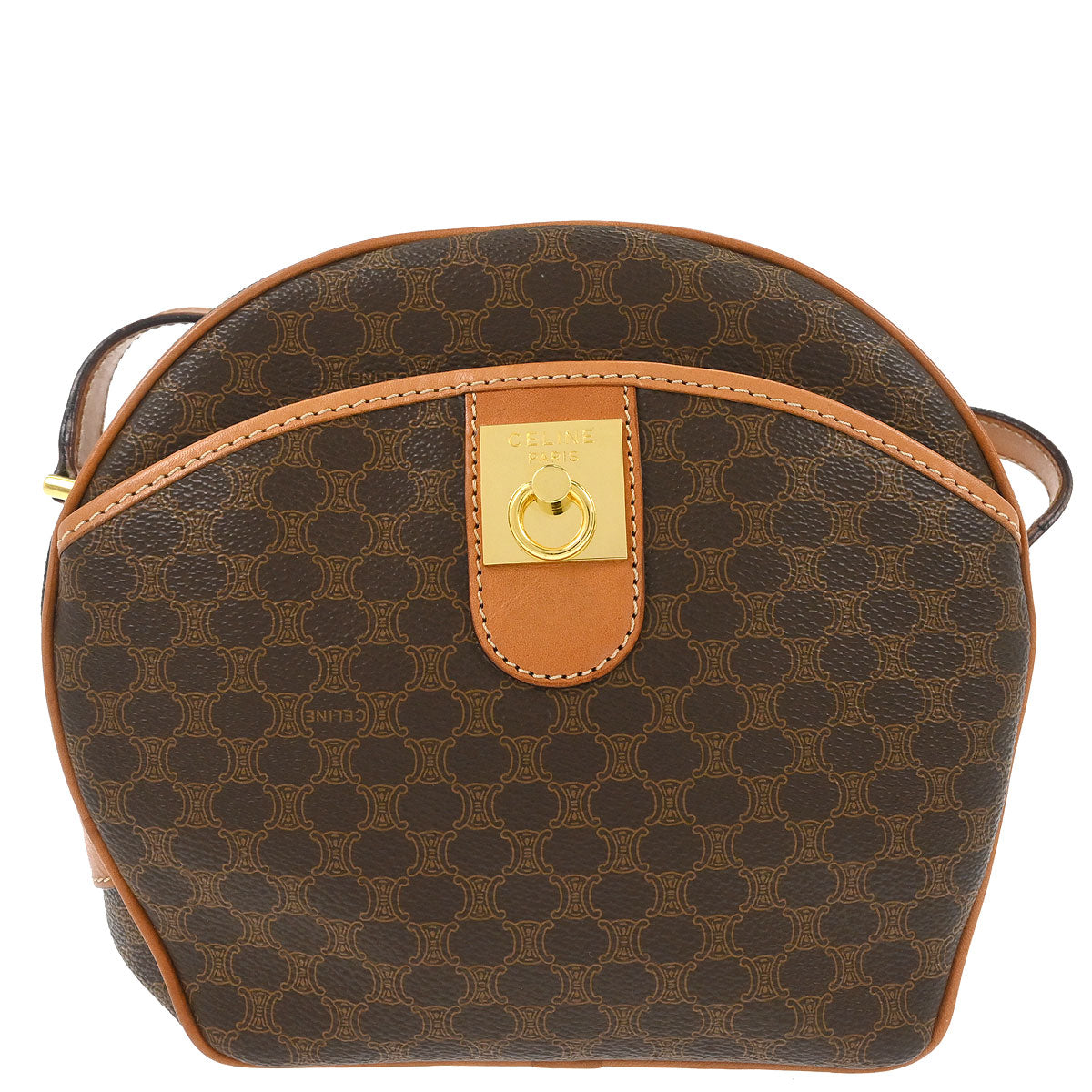 Celine Brown PVC Macadam Shoulder Bag