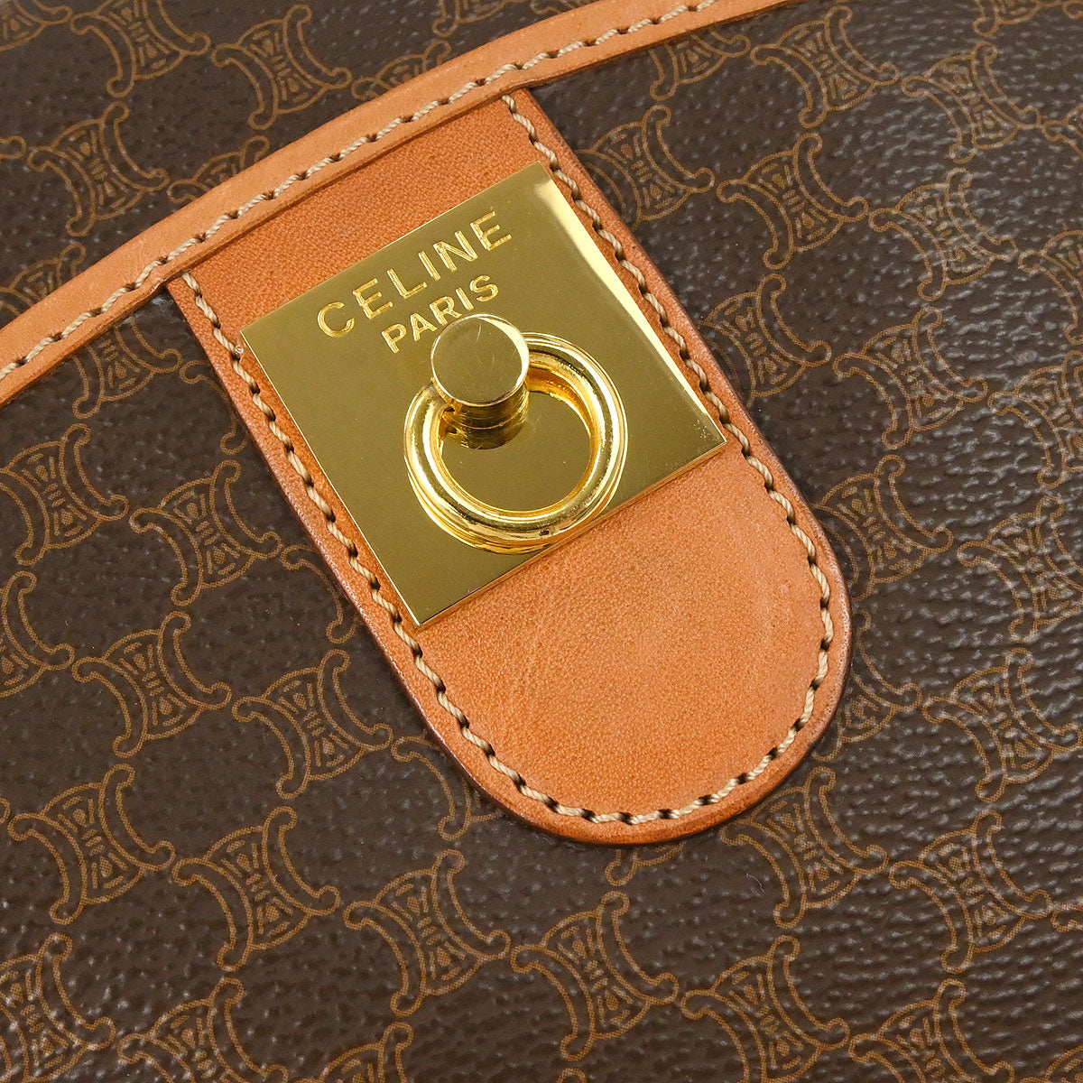 Celine Brown PVC Macadam Shoulder Bag