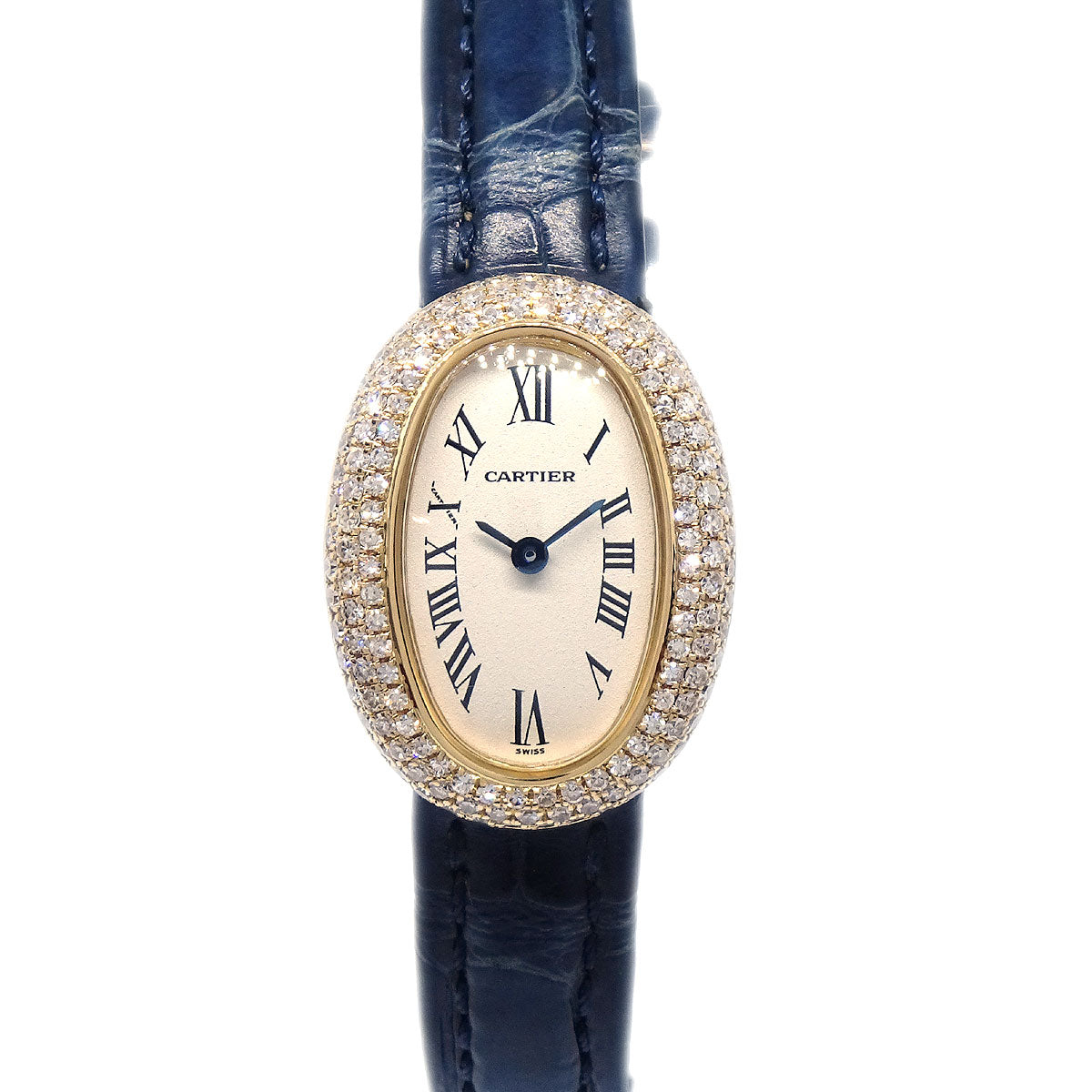 Cartier * Mini Baignoire Ref.2368 Quartz Watch 18KYG Diamond Crocodile