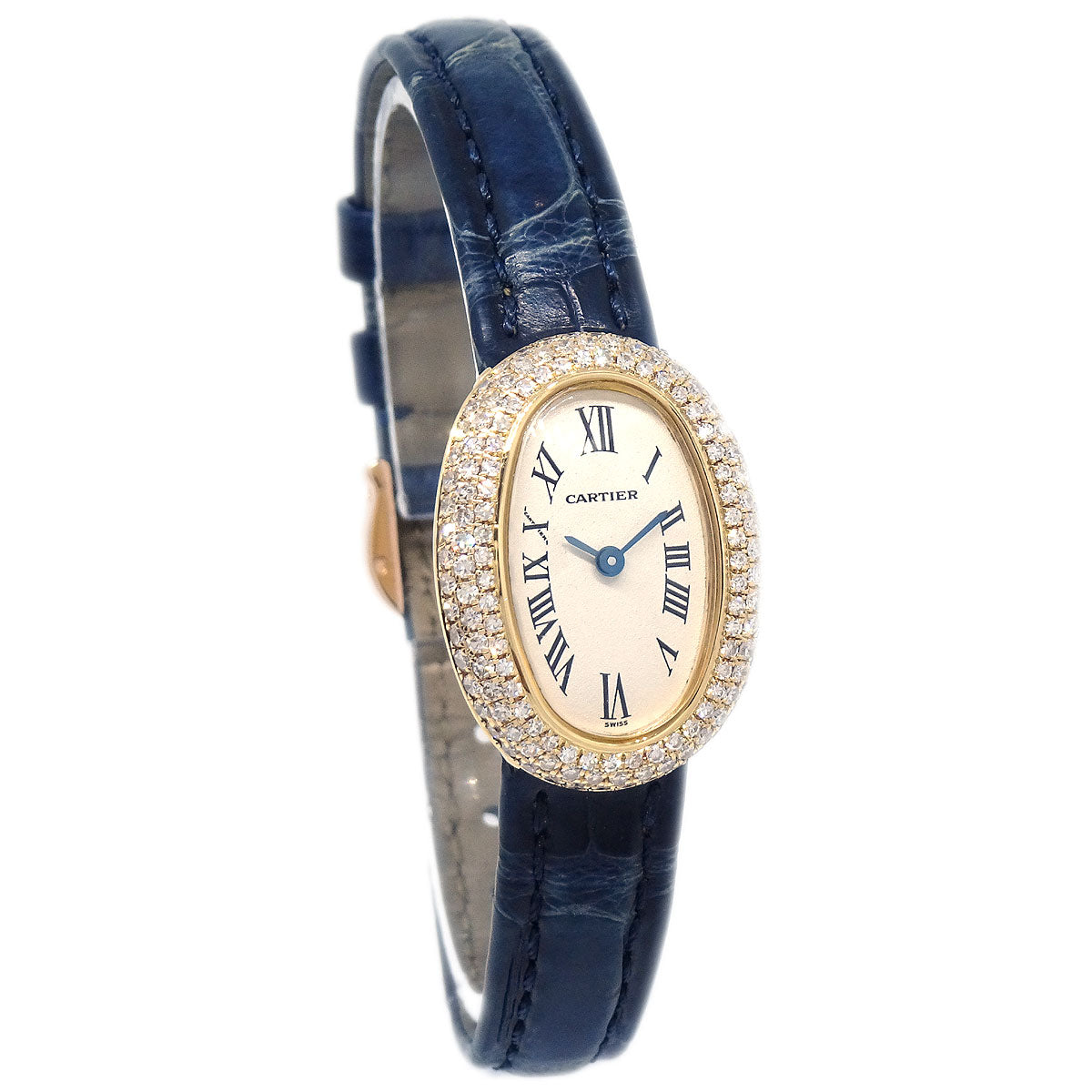 Cartier * Mini Baignoire Ref.2368 Quartz Watch 18KYG Diamond Crocodile