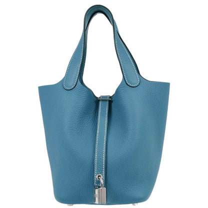 Hermes Blue Jean Taurillon Clemence Picotin Lock 18 PM Handbag