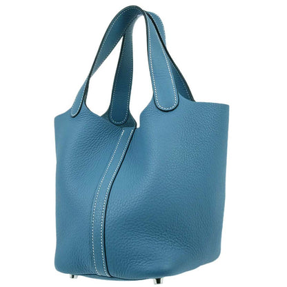 Hermes Blue Jean Taurillon Clemence Picotin Lock 18 PM Handbag