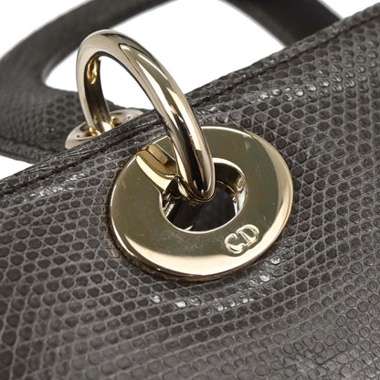 Christian Dior * Gray Lizard Lady Dior 2way Shoulder Handbag