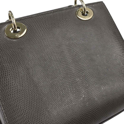Christian Dior * Gray Lizard Lady Dior 2way Shoulder Handbag