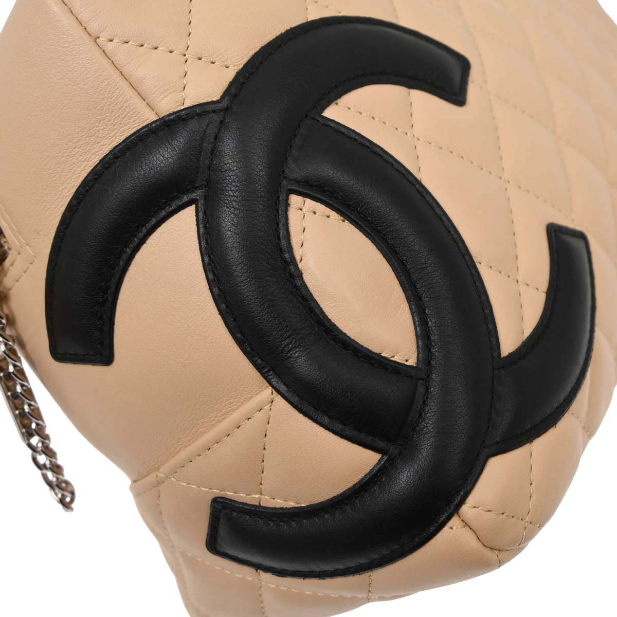 Chanel Beige Calfskin Cambon Ligne Bowling Bag 27