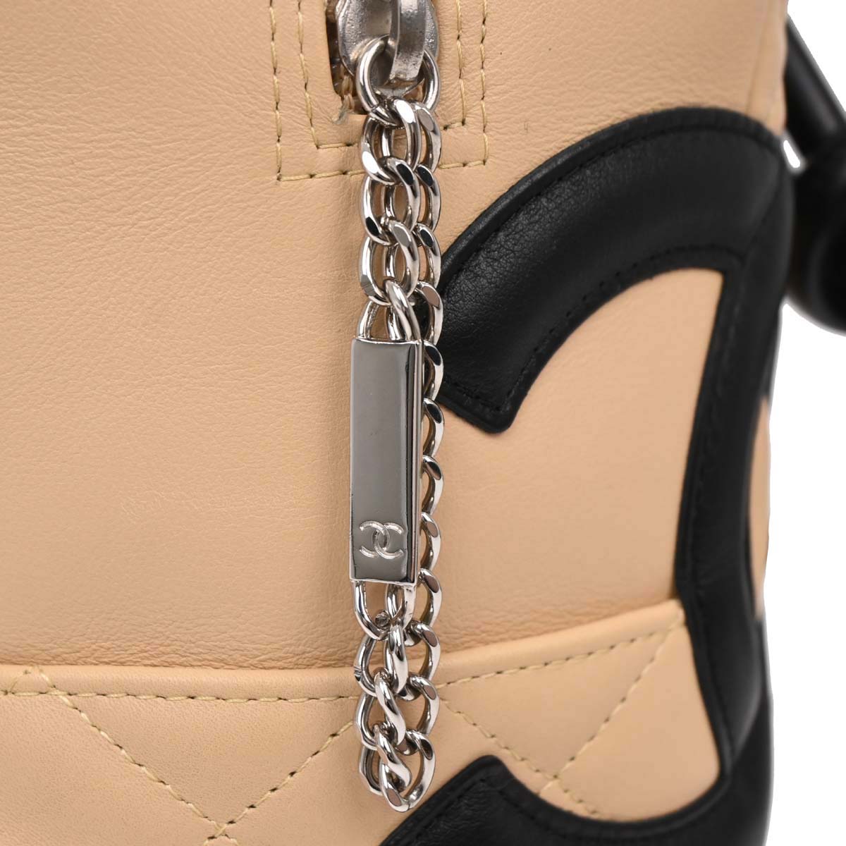 Chanel Beige Calfskin Cambon Ligne Bowling Bag 27