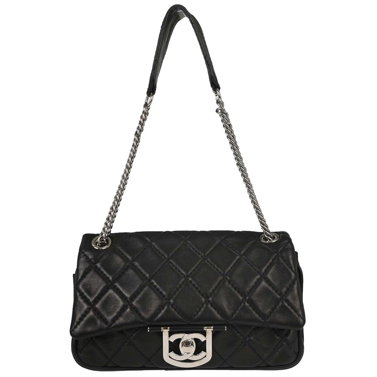 Chanel 2006-2008 Black Lambskin Secret Label Flap Handbag