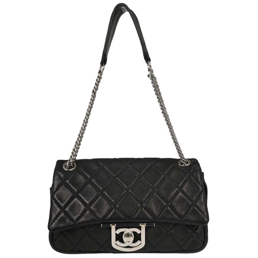 Chanel 2006-2008 Black Lambskin Secret Label Flap Handbag