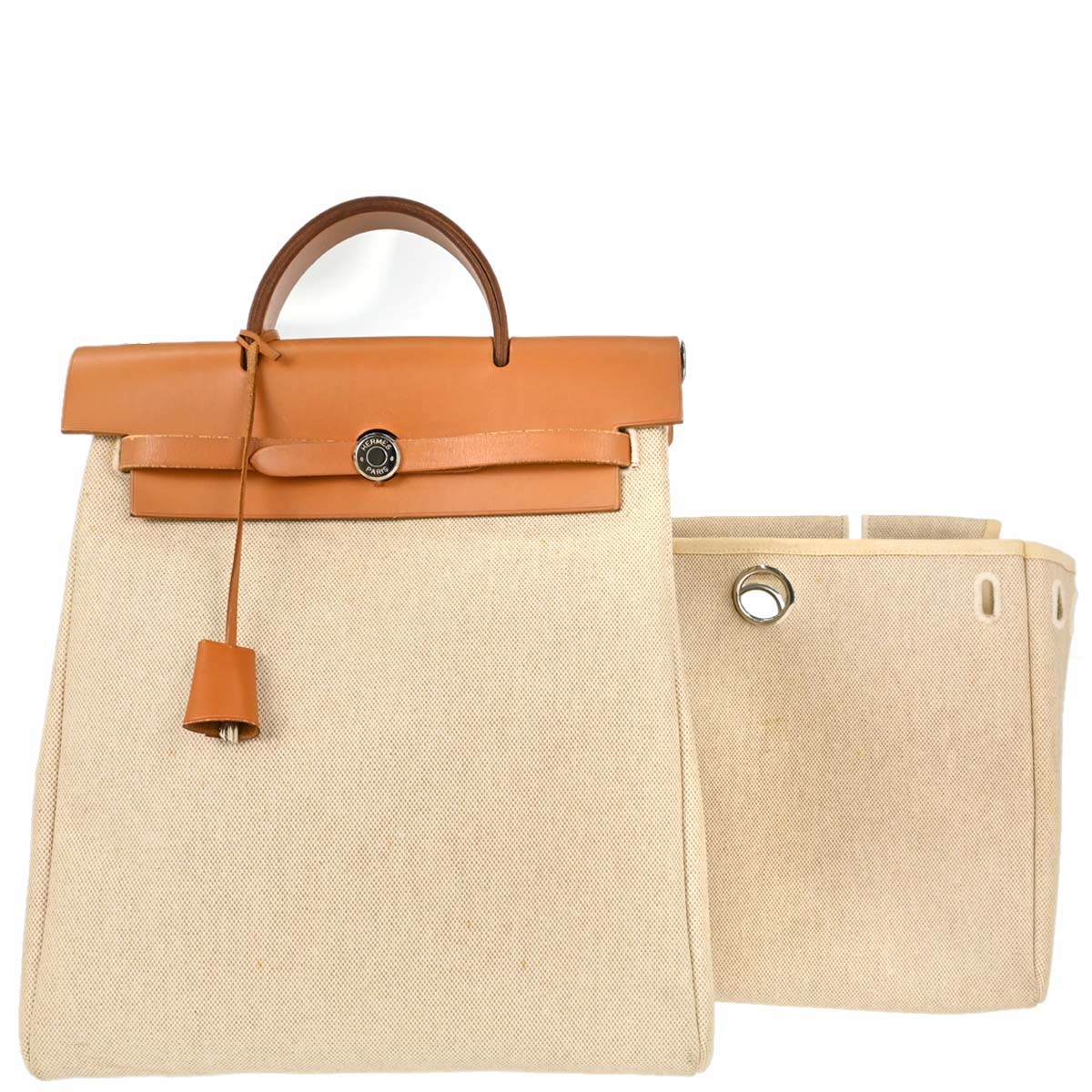 Hermes Beige Toile H Herbag a Dos 2 in 1 Backpack