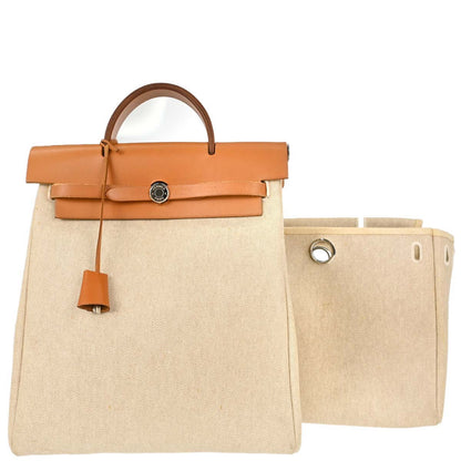Hermes Beige Toile H Herbag a Dos 2 in 1 Backpack