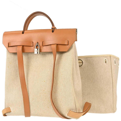 Hermes Beige Toile H Herbag a Dos 2 in 1 Backpack