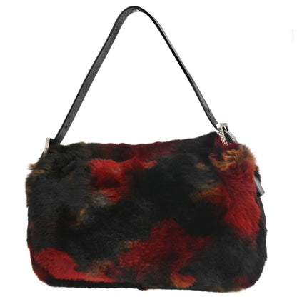 Fendi Black Fur Marbled Baguette Handbag