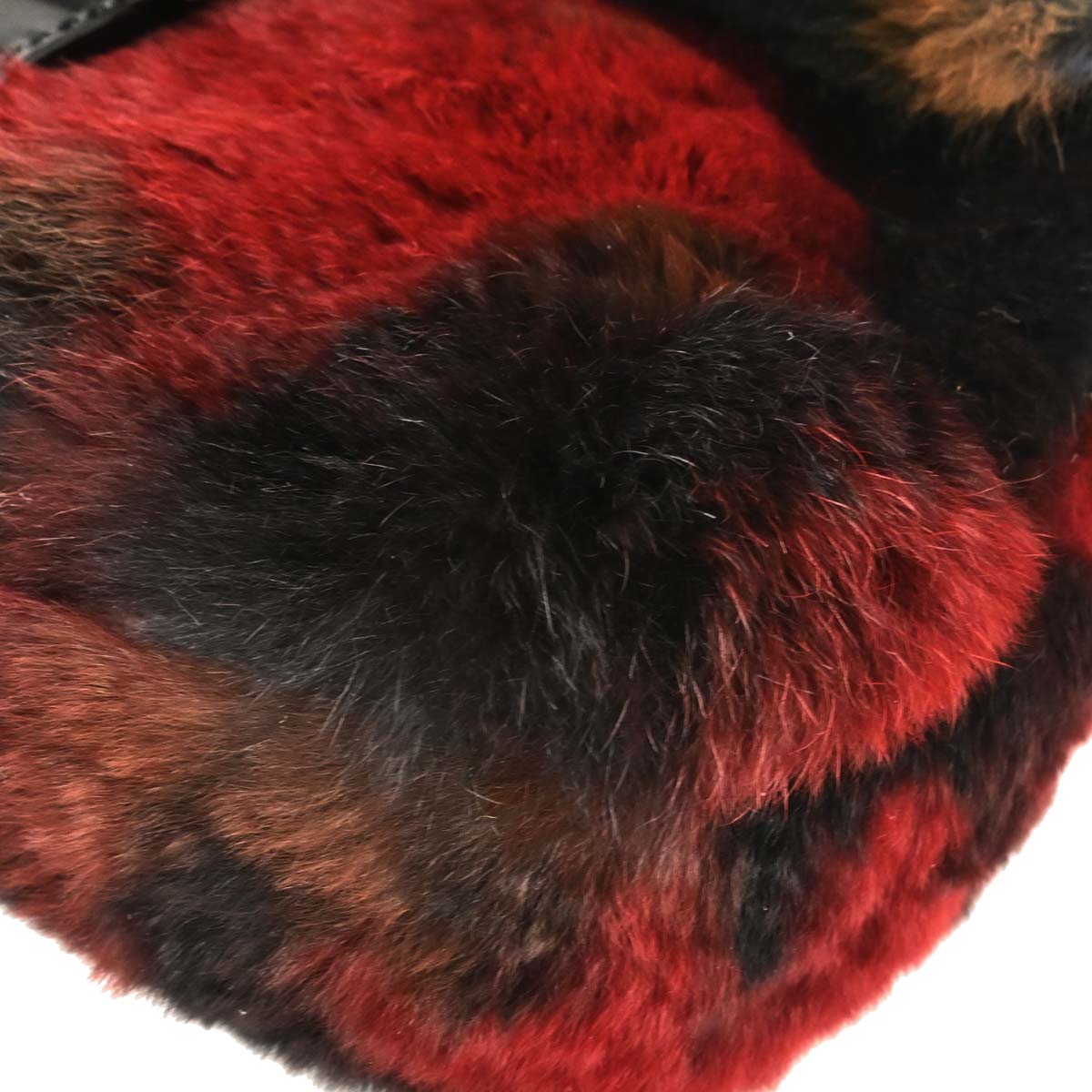 Fendi Black Fur Marbled Baguette Handbag