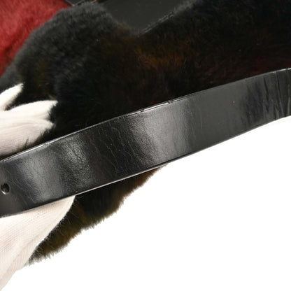 Fendi Black Fur Marbled Baguette Handbag