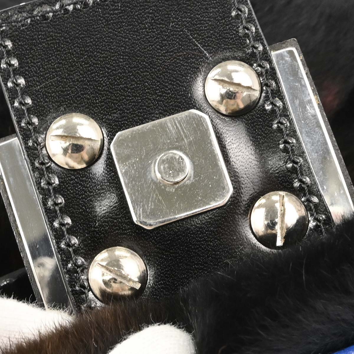 Fendi Black Fur Marbled Baguette Handbag