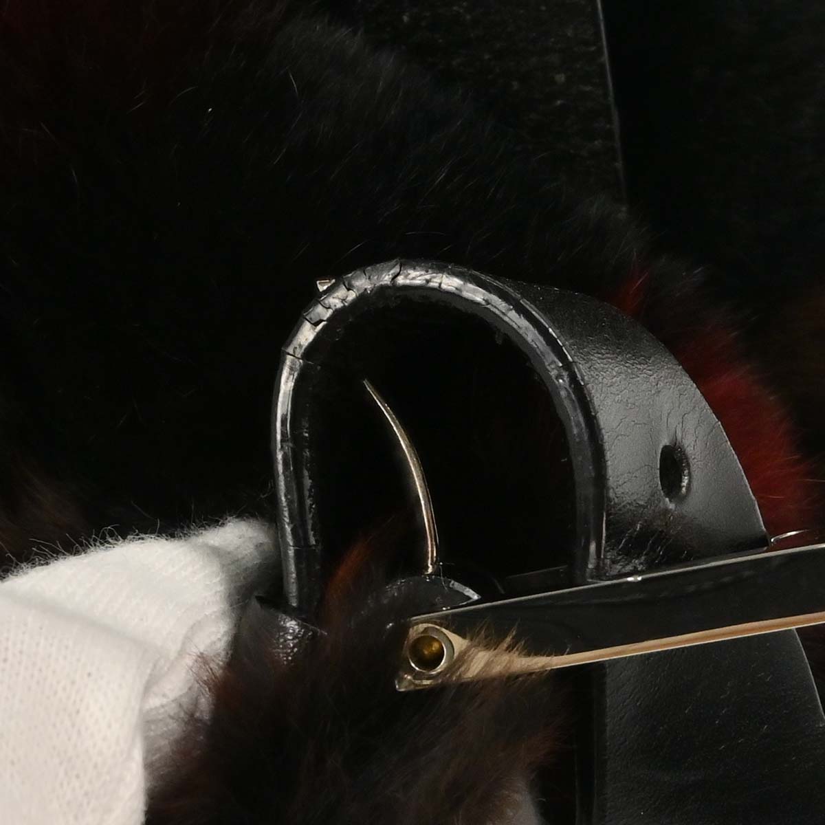 Fendi Black Fur Marbled Baguette Handbag
