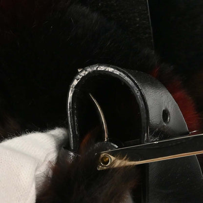 Fendi Black Fur Marbled Baguette Handbag