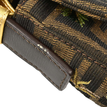 Fendi Brown Canvas Zucca Palm Tree Embroidery Baguette Handbag