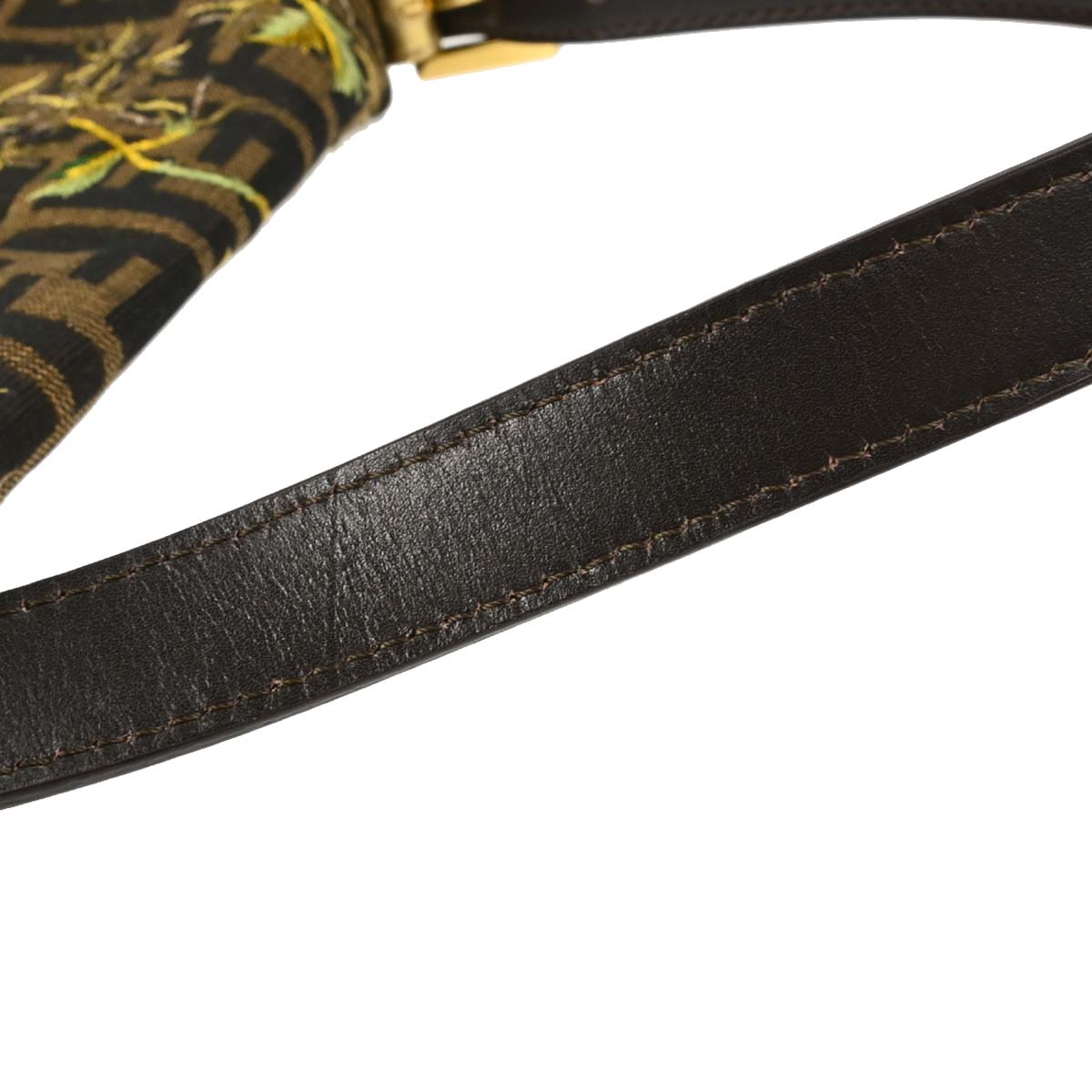 Fendi Brown Canvas Zucca Palm Tree Embroidery Baguette Handbag