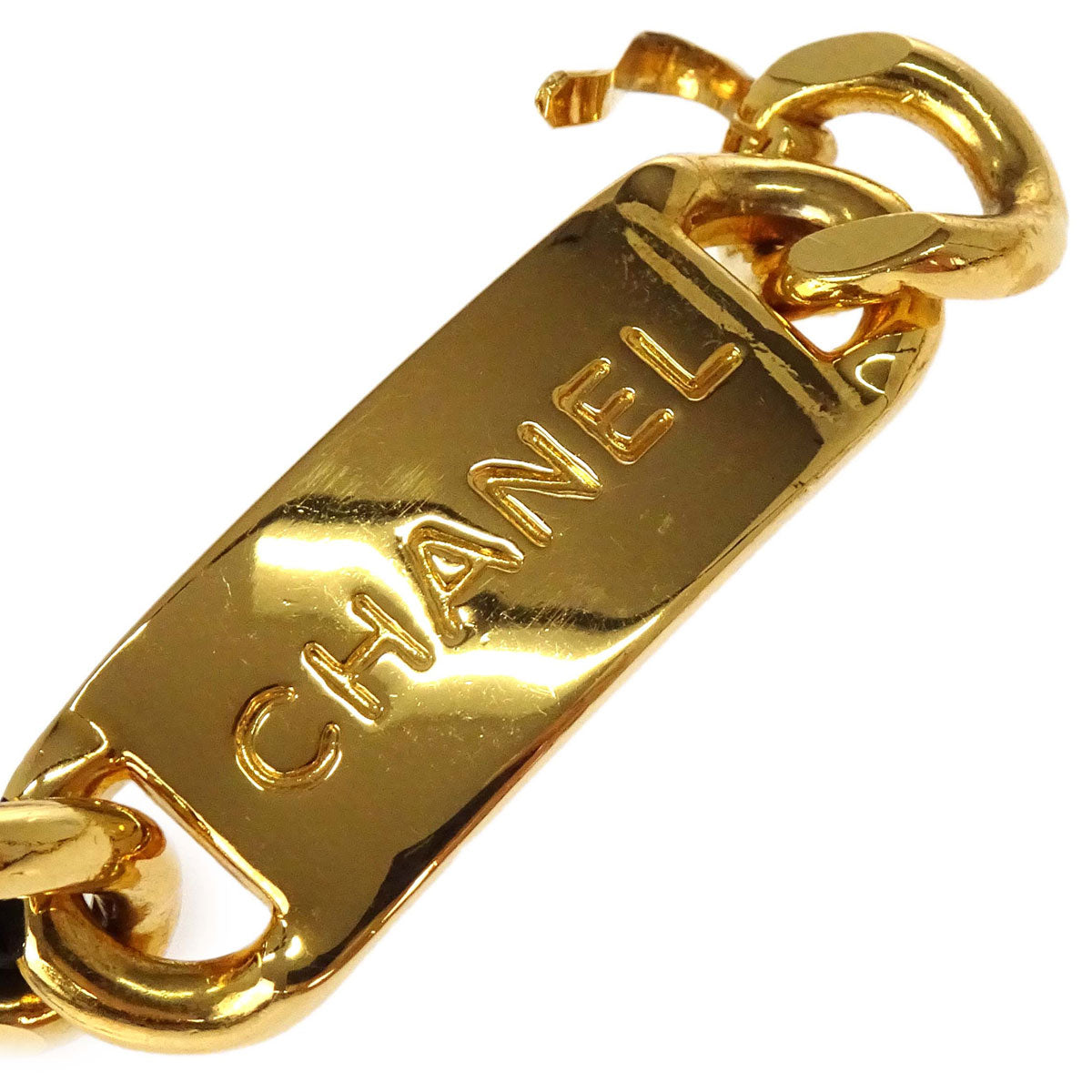 Chanel Chain Belt Medallion Gold Black Small Good