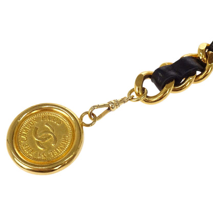 Chanel Chain Belt Medallion Gold Black Small Good